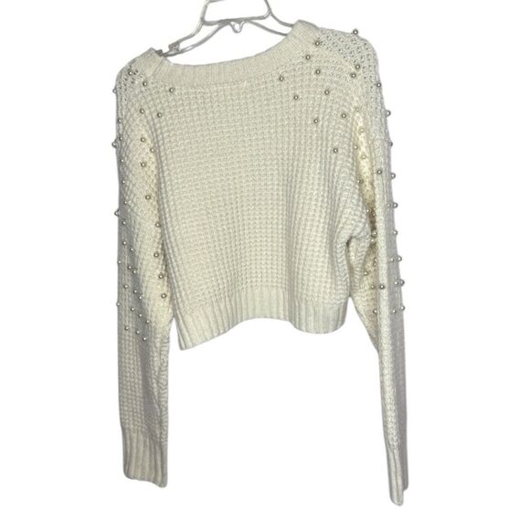 Altar'd State Pearled Ivory Crew Neck Sweater with Pearl Embellishments. Size M. - Picture 2 of 10